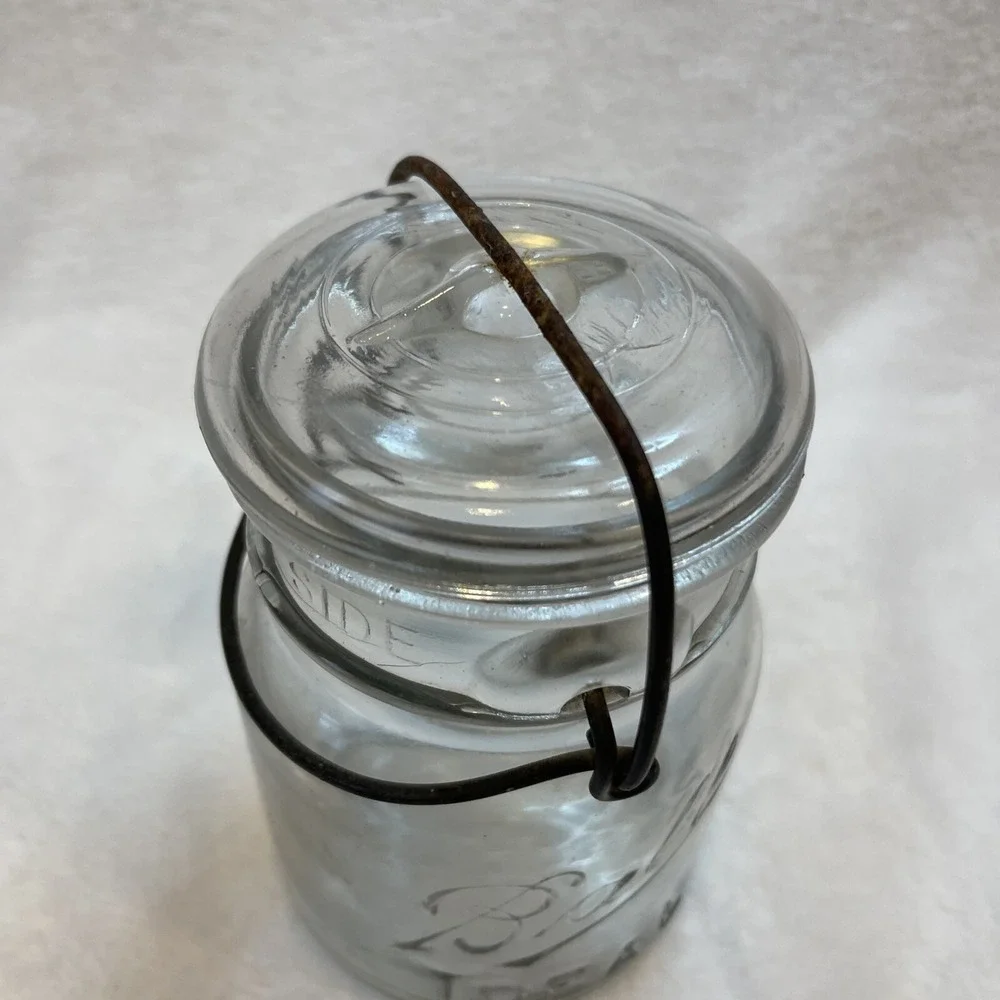 Ball Ideal Clear Glass‎ Pint Mason Jar with Lid and Wire Bail #4